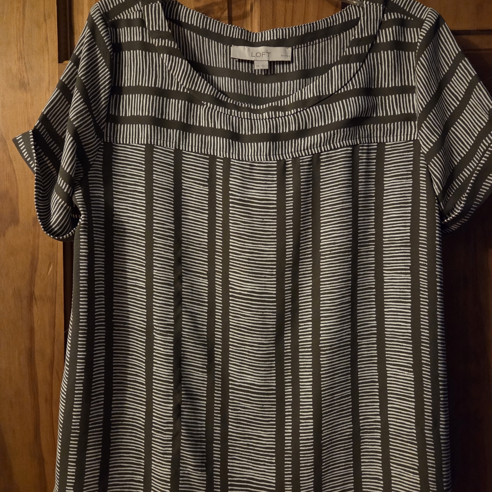DONATED - LOFT Black and White Striped Blouse